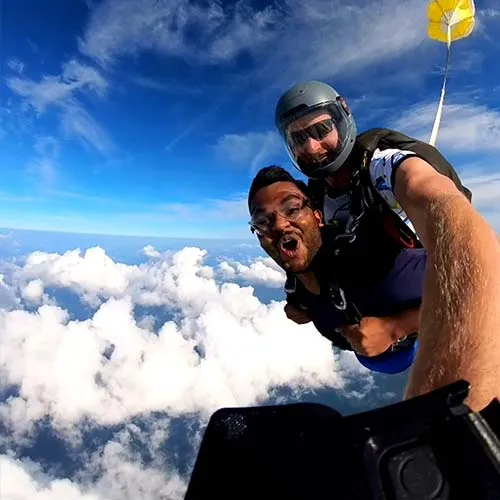 man skydiving with tandem instructor in sri lanka