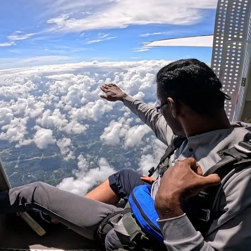 skydiving passenger in the plane